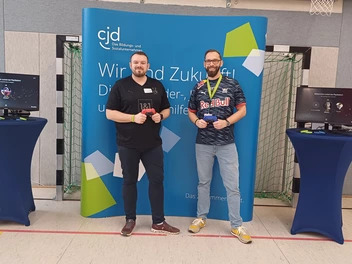 Zwei CJD-Kollegen beim Fachtag Berufliche Bildung und Rehabilitation 2025 im CJD BBW Gera